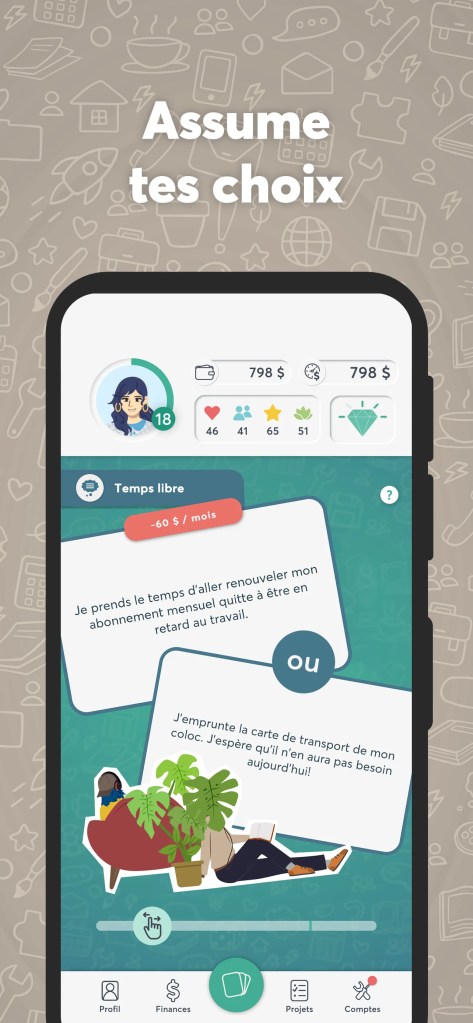 capture d'écran du jeu mobile aléa le jeu de prise de décision